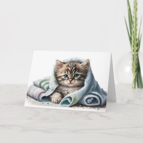 Watercolor Kitten for Get Well Soon Card