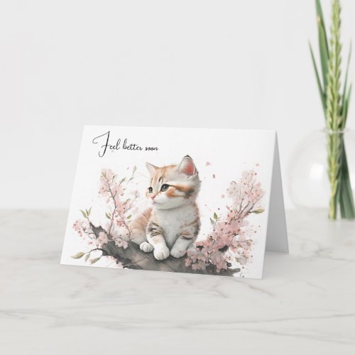 Watercolor Kitten Get Well Soon Card