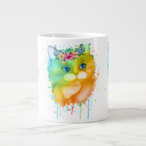 Watercolor Kitten Giant Coffee Mug