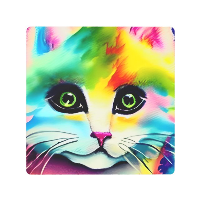 Watercolor Kitten Metal Print (Front)
