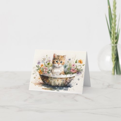 Watercolor Kitten  Note Card