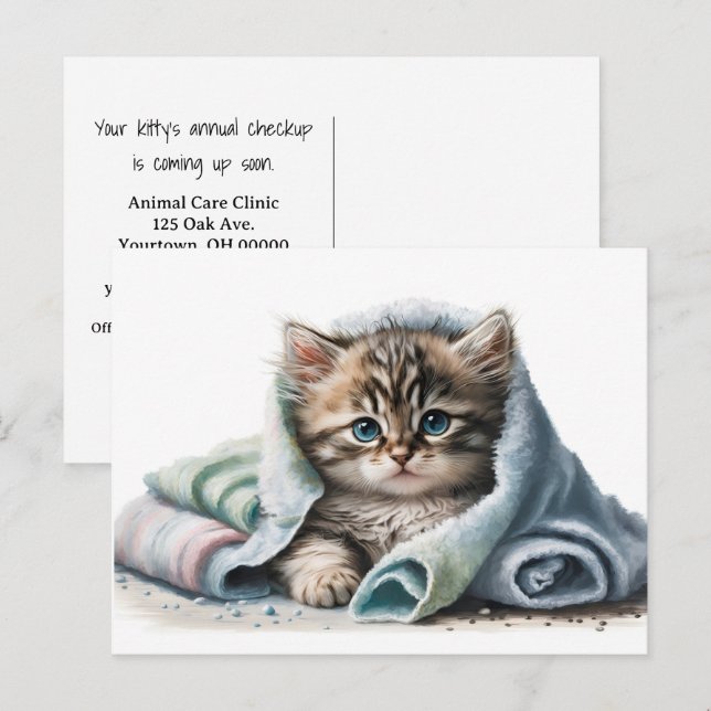 Watercolor Kitten Veterinarian Clinic Postcard (Front/Back)