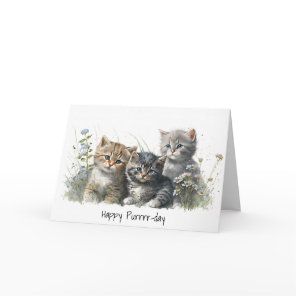 Watercolor Kittens Birthday Card
