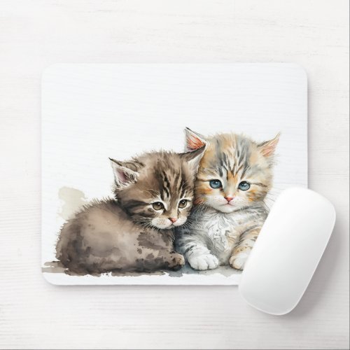 Watercolor Kittens Mouse Pad