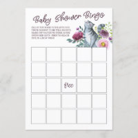 Watercolor Kitty Cat Baby Shower Bingo Game Invitation