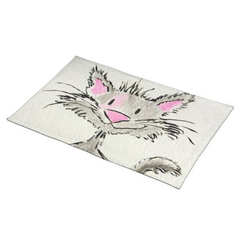 Watercolor Kitty Cat Cloth Placemat