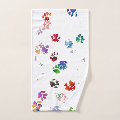 Watercolor Kitty Paws Hand Towel