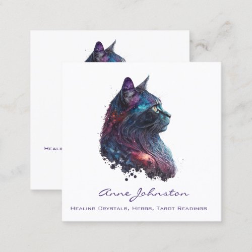 Watercolor Kitty Square Business Card