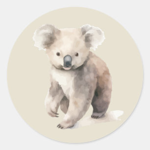 Watercolor Koala Australian Wild Animal Art Classic Round Sticker