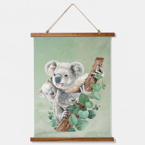Watercolor Koala Bear Australian Animal Wildlife  Hanging Tapestry