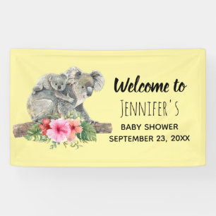 Watercolor Koala Bears Cute Baby Shower Banner
