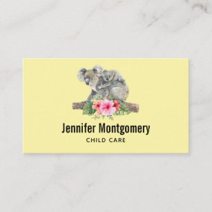 Watercolor Koala Bears Cute Mom & Baby Business Card