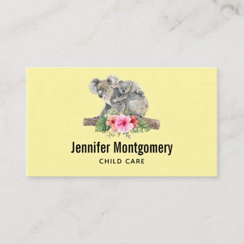 Watercolor Koala Bears Cute Mom  Baby Business Card