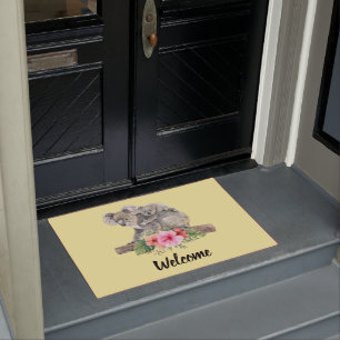 Watercolor Koala Bears Cute Mom & Baby Doormat