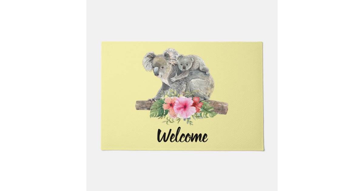 Watercolor Koala Bears Cute Mom & Baby Doormat | Zazzle