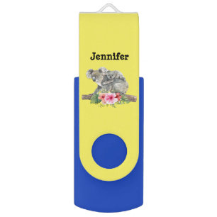 Watercolor Koala Bears Cute Mom & Baby Flash Drive