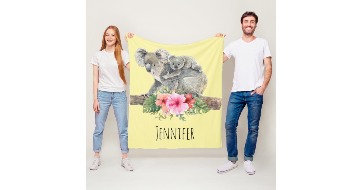 Watercolor Koala Bears Cute Mom & Baby Fleece Blanket | Zazzle