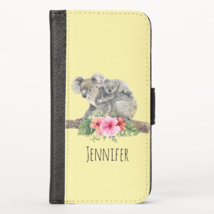 Watercolor Koala Bears Cute Mom & Baby iPhone X Wallet Case