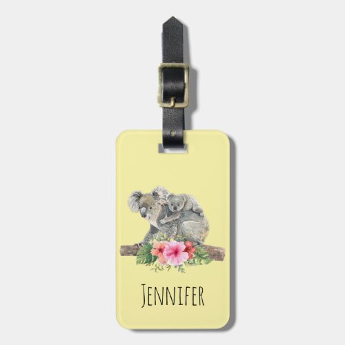 Watercolor Koala Bears Cute Mom  Baby Luggage Tag