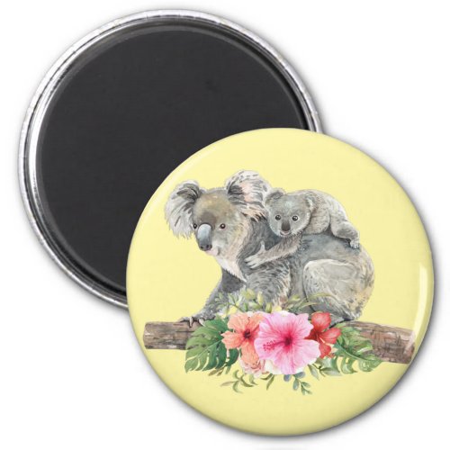 Watercolor Koala Bears Cute Mom  Baby Magnet