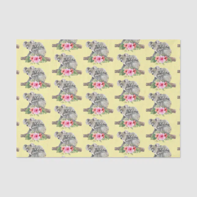 Watercolor Koala Bears Cute Mom & Baby Pattern Tissue Paper | Zazzle