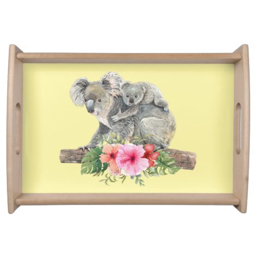 Watercolor Koala Bears Cute Mom  Baby Serving Tray