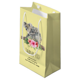 Watercolor Koala Bears Cute Mom & Baby Thank You Small Gift Bag
