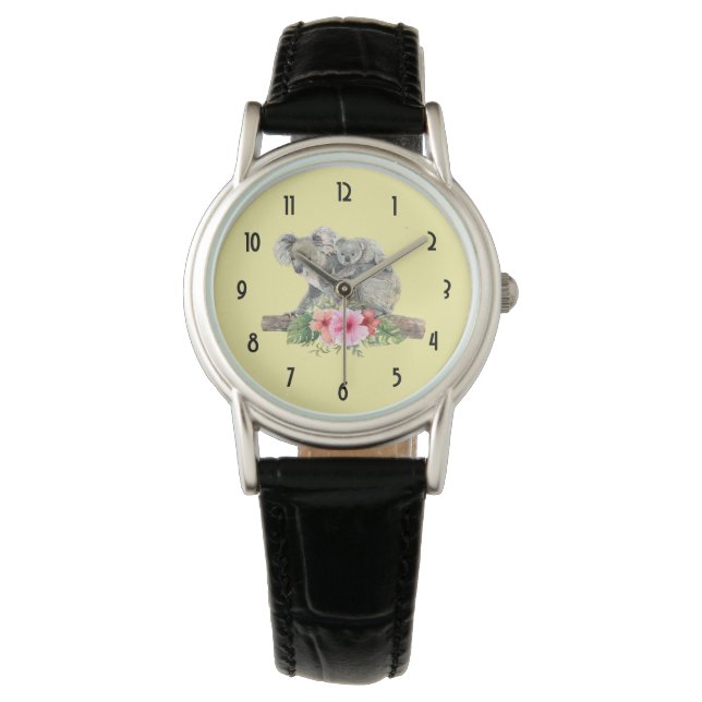 Watercolor Koala Bears Cute Mom & Baby Watch (Front)