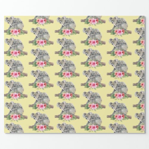 Watercolor Koala Bears Cute Mom  Baby Wrapping Paper