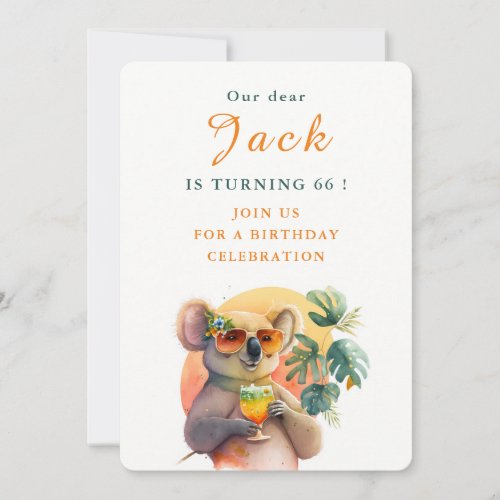 Watercolor Koala _ Birthday Invitation Card