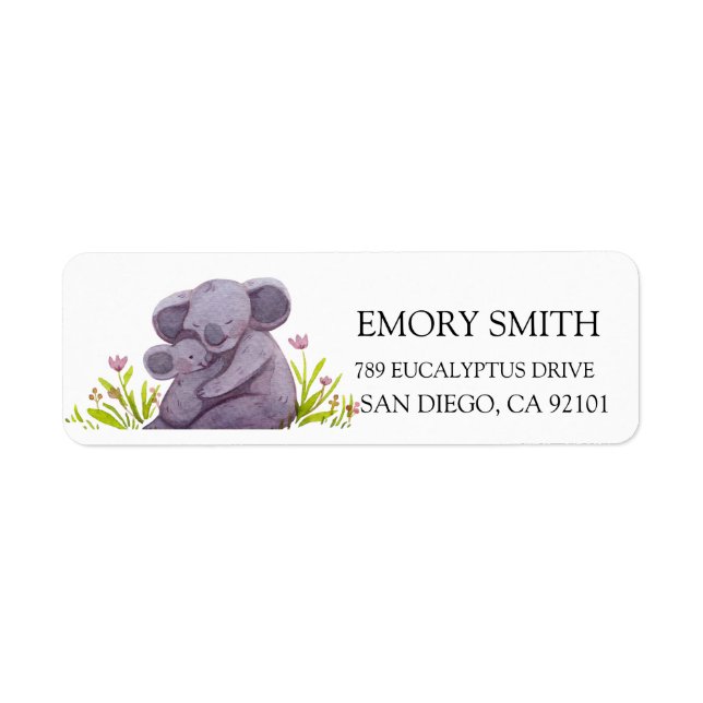 Watercolor Koala Family Label (Front)