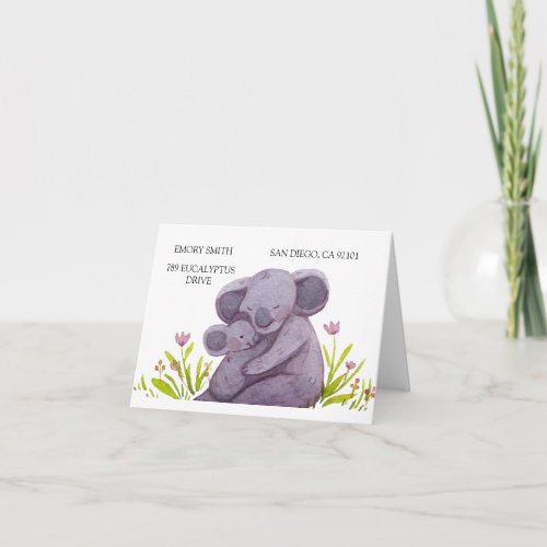 Watercolor Koala Family Letterpress Thank You Card