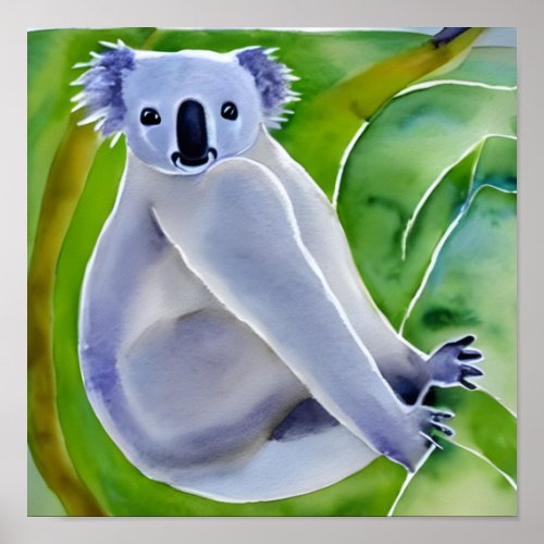 Watercolor Koala_in_tree Poster