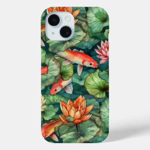 Watercolor Koi and Water Lilies Barely There iPhone 15 Case