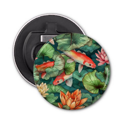 Watercolor Koi and Water Lilies Bottle Opener