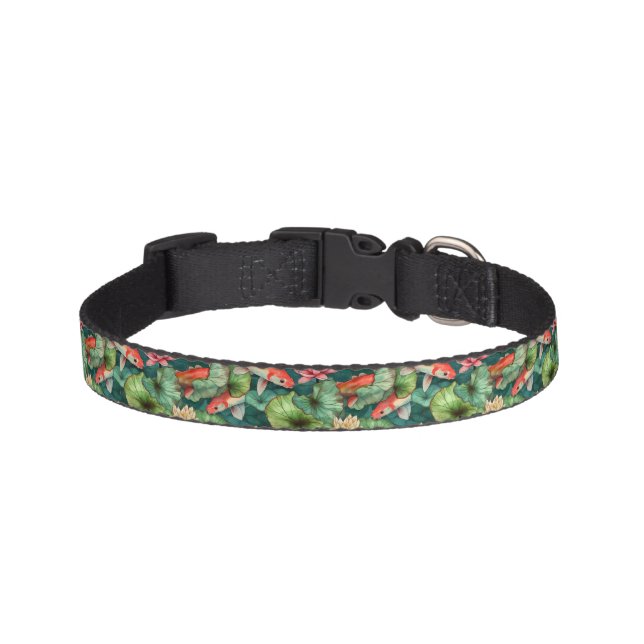 Watercolor Koi and Water Lilies Dog Collar (Front)