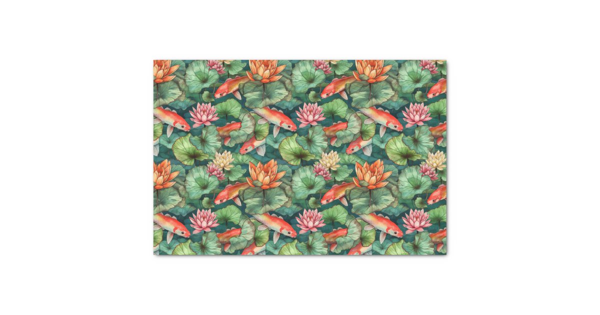 Watercolor Koi and Water Lilies Tissue Paper Zazzle