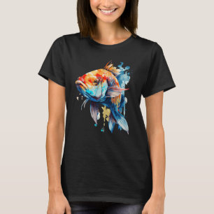 Watercolor Koi Carp Colorful Pond Fishing Fish T-Shirt