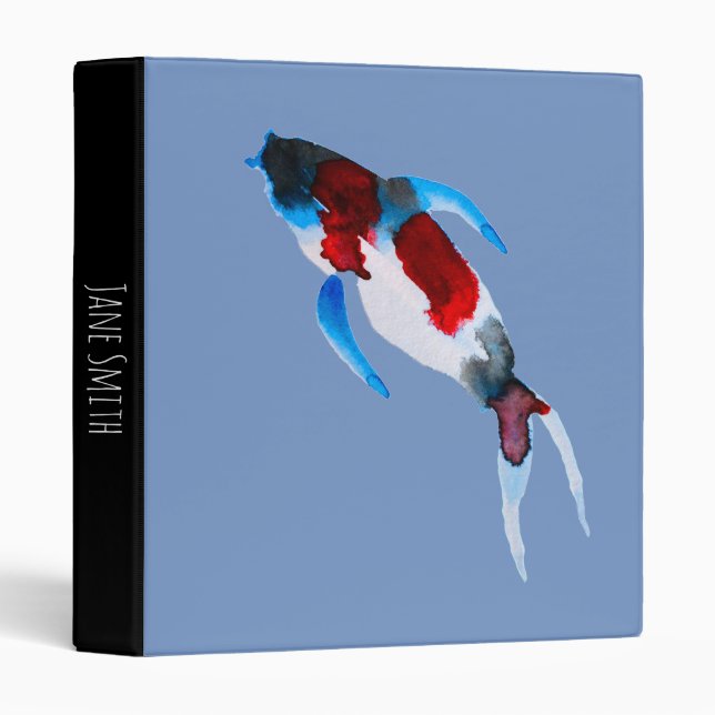 Watercolor koi fish  3 ring binder (Front/Spine)