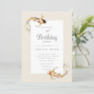watercolor koi fish birthday party invitation