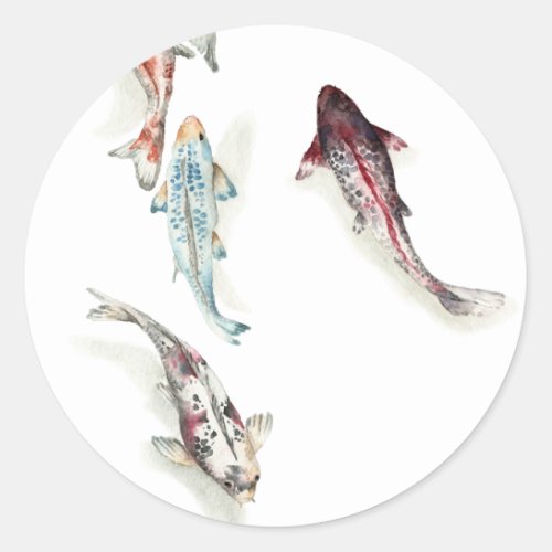 Watercolor Koi Fish Classic Round Sticker