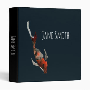 Watercolor koi fish illustration 3 ring binder