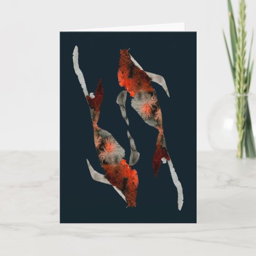 Watercolor koi fish illustration card