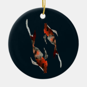 Watercolor koi fish illustration ceramic ornament