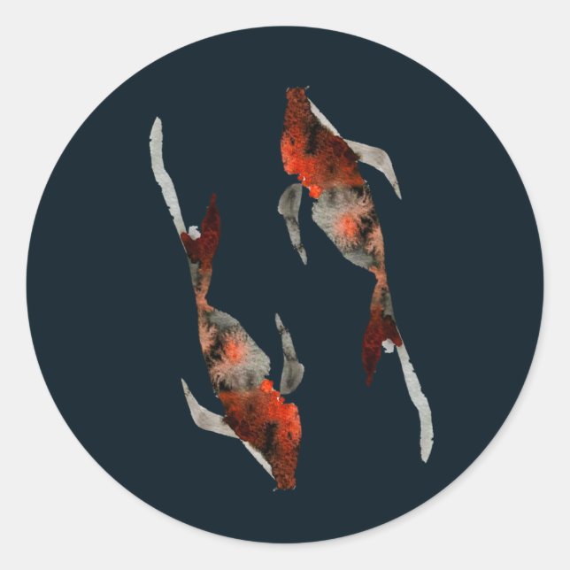 Watercolor koi fish illustration classic round sticker (Front)