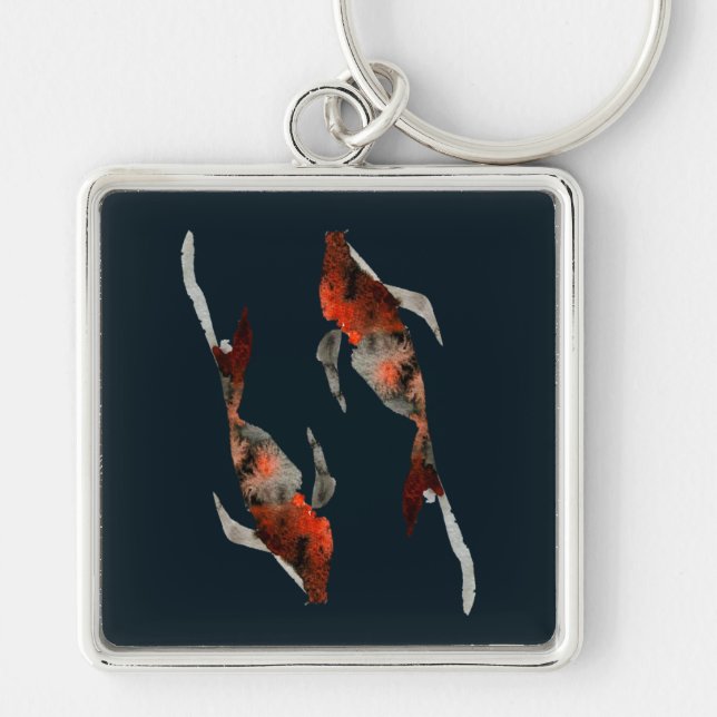 Watercolor koi fish illustration keychain (Front)