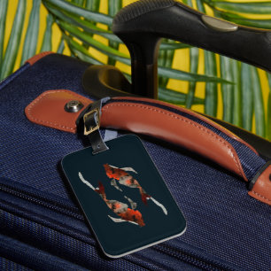 Watercolor koi fish illustration luggage tag