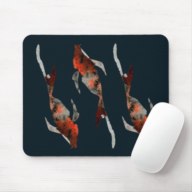 Watercolor koi fish illustration mouse pad (With Mouse)