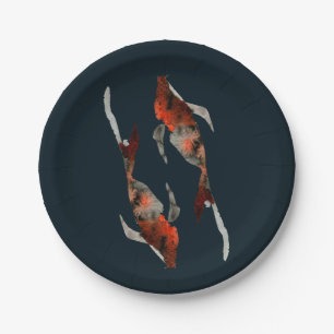 Watercolor koi fish illustration paper plates