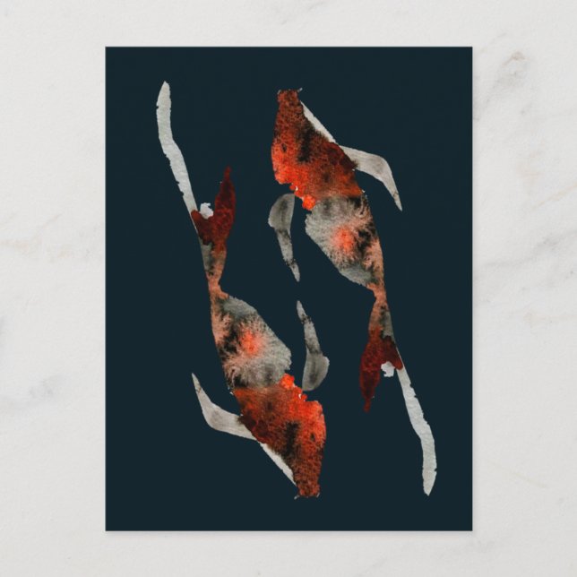 Watercolor koi fish illustration postcard (Front)